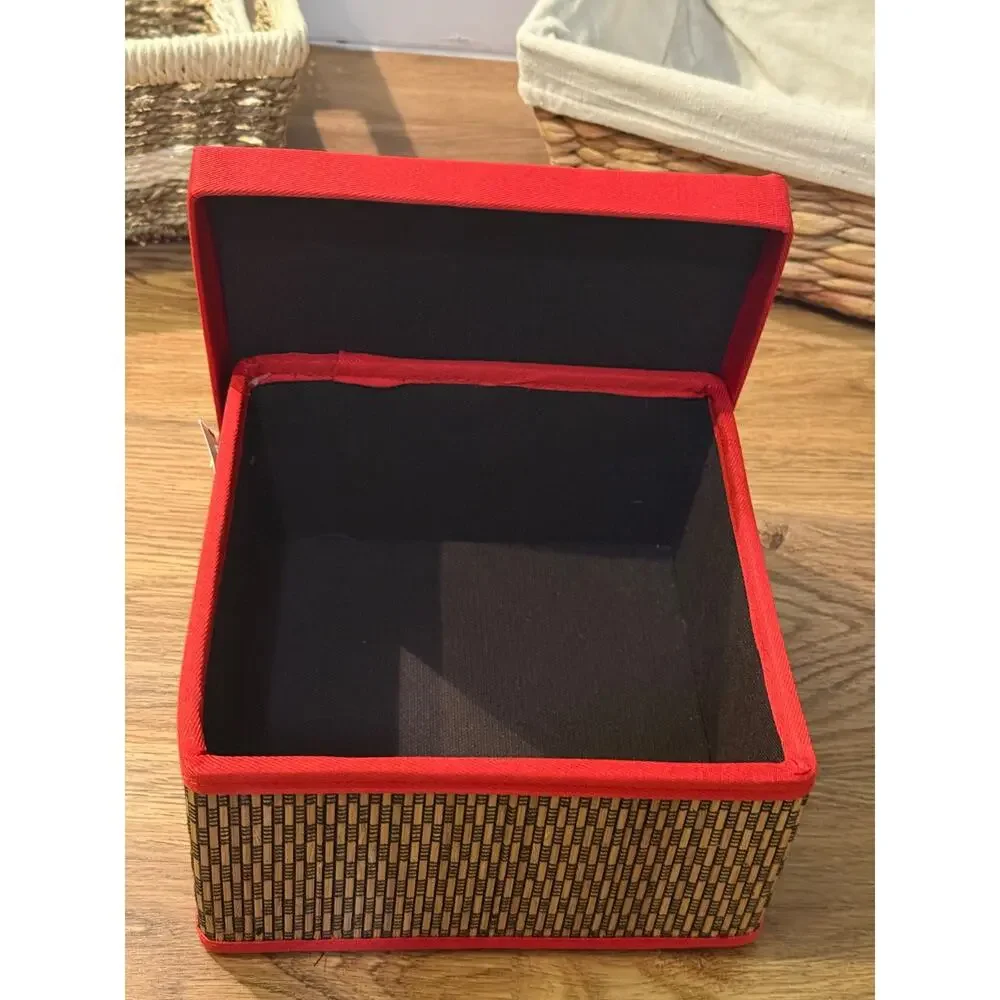 🧺 Basketville VT Basket Storage Set of 3 Wicker Fabric Liner Box New